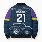 Custom Storm Spirit Bomber Puffer Jacket Road to Glory Indigenous Aboriginal - Aussie Hoodie