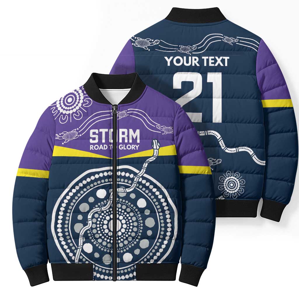 Custom Storm Spirit Bomber Puffer Jacket Road to Glory Indigenous Aboriginal - Aussie Hoodie