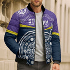 Custom Storm Spirit Bomber Puffer Jacket Road to Glory Indigenous Aboriginal - Aussie Hoodie
