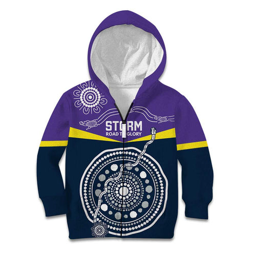 Custom Storm Spirit Kid Hoodie Road to Glory Indigenous Aboriginal - Aussie Hoodie