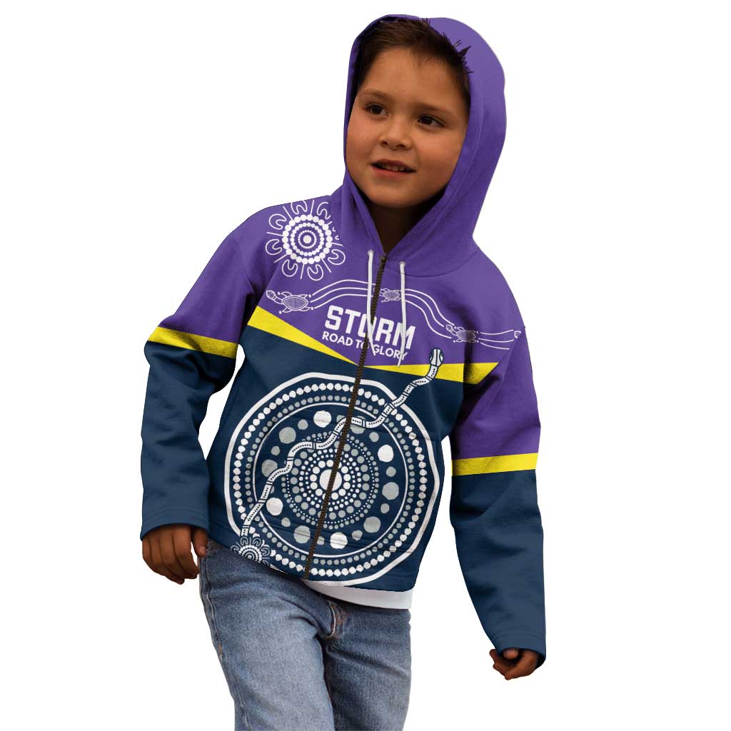 Custom Storm Spirit Kid Hoodie Road to Glory Indigenous Aboriginal - Aussie Hoodie