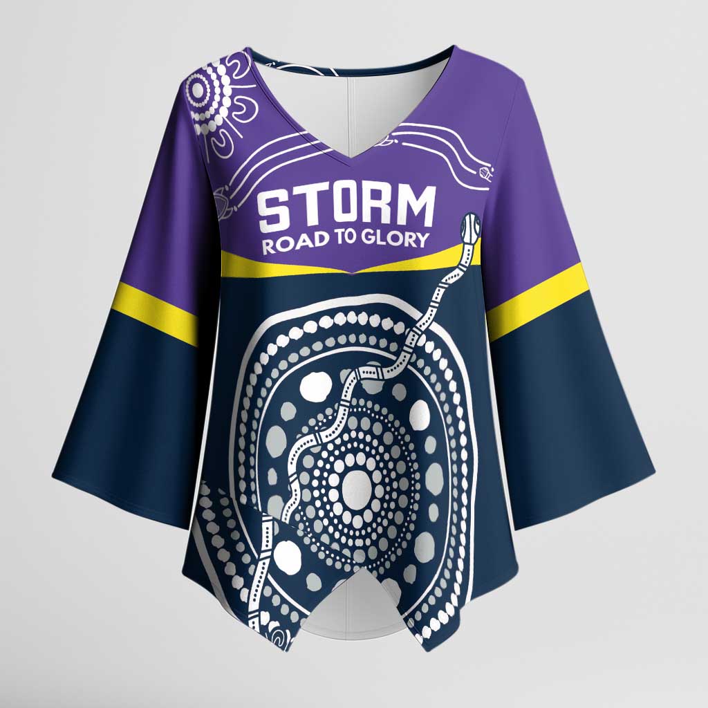 Custom Storm Spirit Kimono Sleeve Blouse Road to Glory Indigenous Aboriginal - Aussie Hoodie