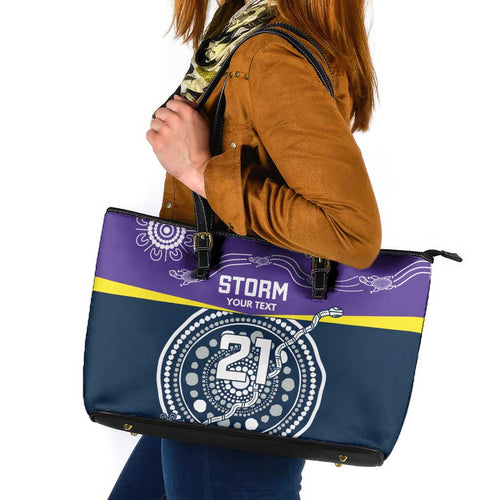 Custom Storm Spirit Leather Tote Bag Road to Glory Indigenous Aboriginal - Aussie Hoodie