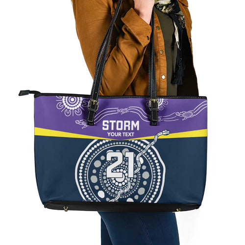 Custom Storm Spirit Leather Tote Bag Road to Glory Indigenous Aboriginal - Aussie Hoodie