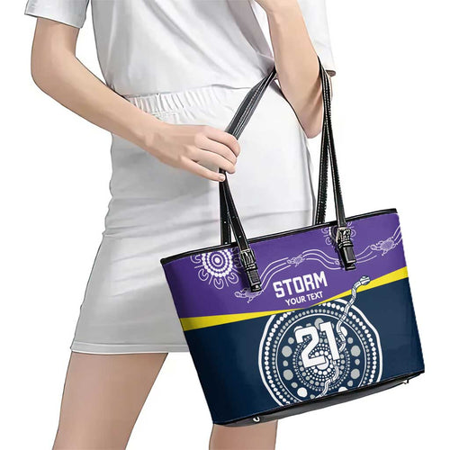 Custom Storm Spirit Leather Tote Bag Road to Glory Indigenous Aboriginal - Aussie Hoodie