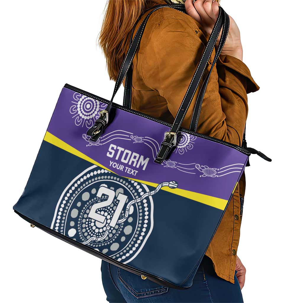Custom Storm Spirit Leather Tote Bag Road to Glory Indigenous Aboriginal - Aussie Hoodie