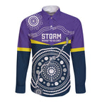 Custom Storm Spirit Long Sleeve Button Shirt Road to Glory Indigenous Aboriginal - Aussie Hoodie