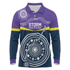 Custom Storm Spirit Long Sleeve Polo Shirt Road to Glory Indigenous Aboriginal - Aussie Hoodie