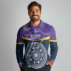 Custom Storm Spirit Long Sleeve Polo Shirt Road to Glory Indigenous Aboriginal - Aussie Hoodie