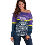 Custom Storm Spirit Off Shoulder Sweater Road to Glory Indigenous Aboriginal - Aussie Hoodie