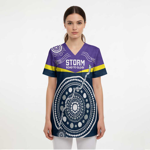 Custom Storm Spirit Scrub Top Road to Glory Indigenous Aboriginal - Aussie Hoodie