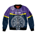 Custom Storm Spirit Sleeve Zip Bomber Jacket Road to Glory Indigenous Aboriginal - Aussie Hoodie