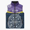 Custom Storm Spirit Sleeveless Puffer Jacket Road to Glory Indigenous Aboriginal - Aussie Hoodie