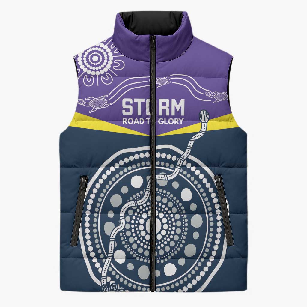 Custom Storm Spirit Sleeveless Puffer Jacket Road to Glory Indigenous Aboriginal - Aussie Hoodie