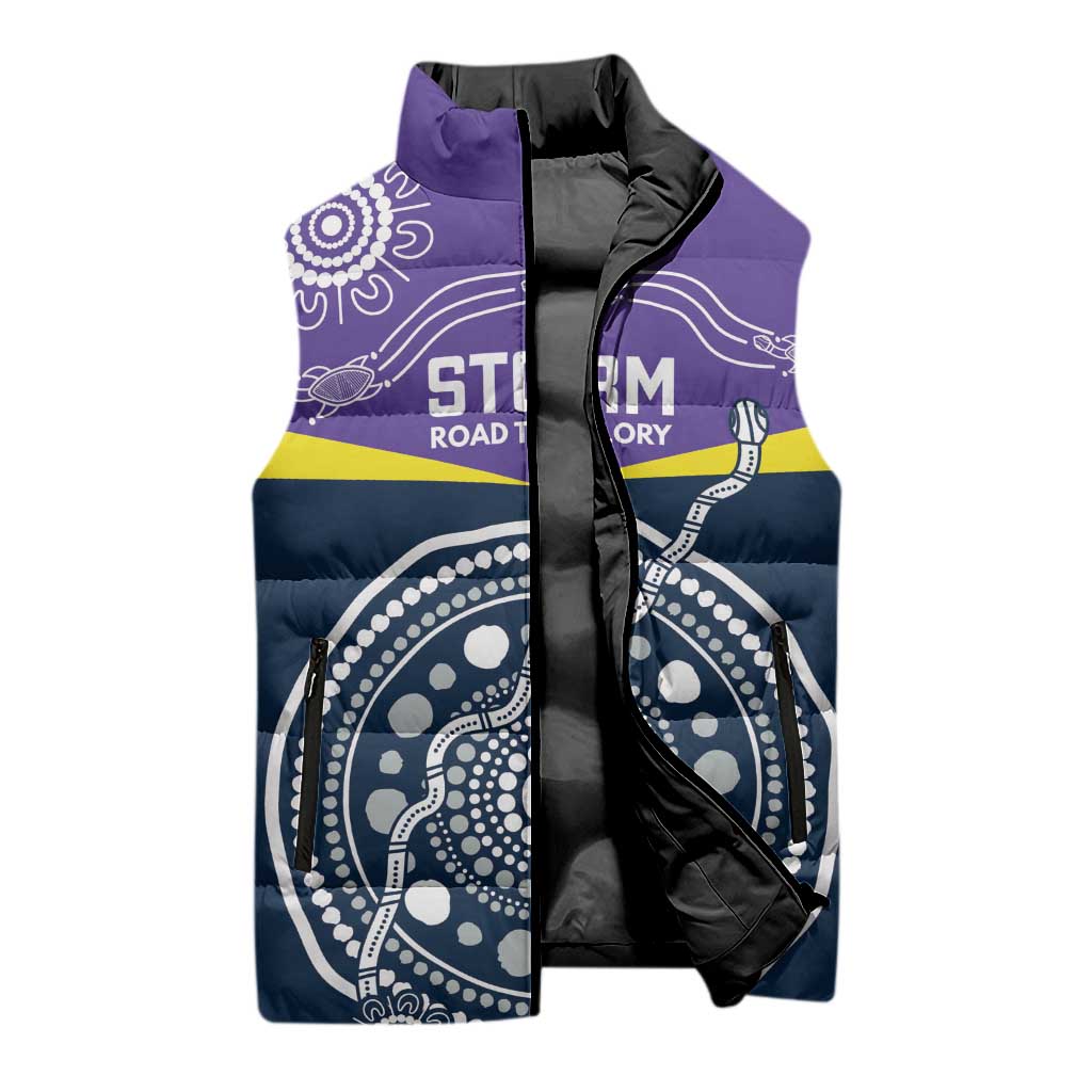 Custom Storm Spirit Sleeveless Puffer Jacket Road to Glory Indigenous Aboriginal - Aussie Hoodie