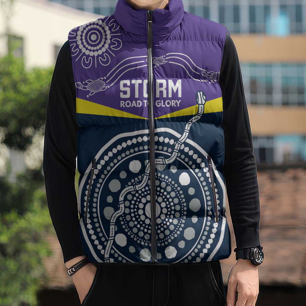 Custom Storm Spirit Sleeveless Puffer Jacket Road to Glory Indigenous Aboriginal - Aussie Hoodie