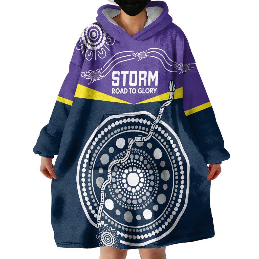 Custom Storm Spirit Wearable Blanket Hoodie Road to Glory Indigenous Aboriginal - Aussie Hoodie