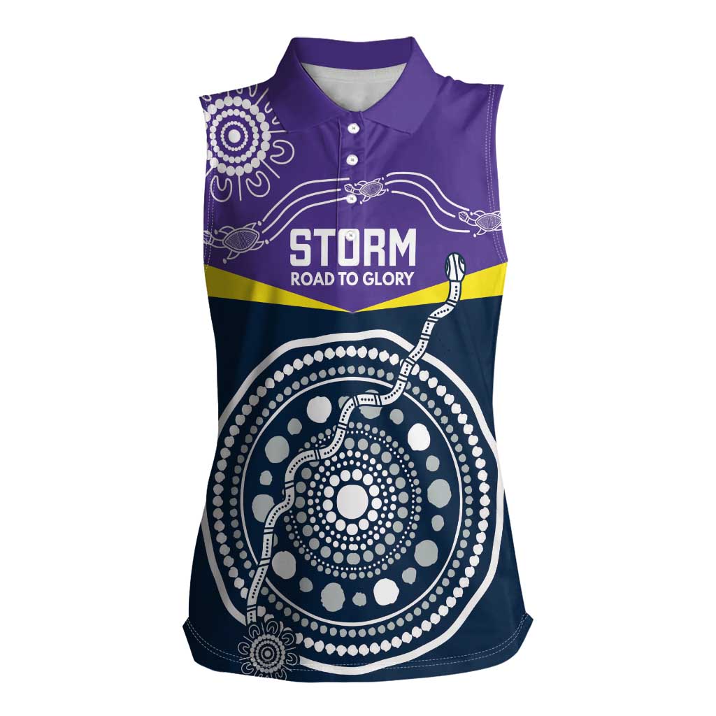 Custom Storm Spirit Women Sleeveless Polo Shirt Road to Glory Indigenous Aboriginal - Aussie Hoodie