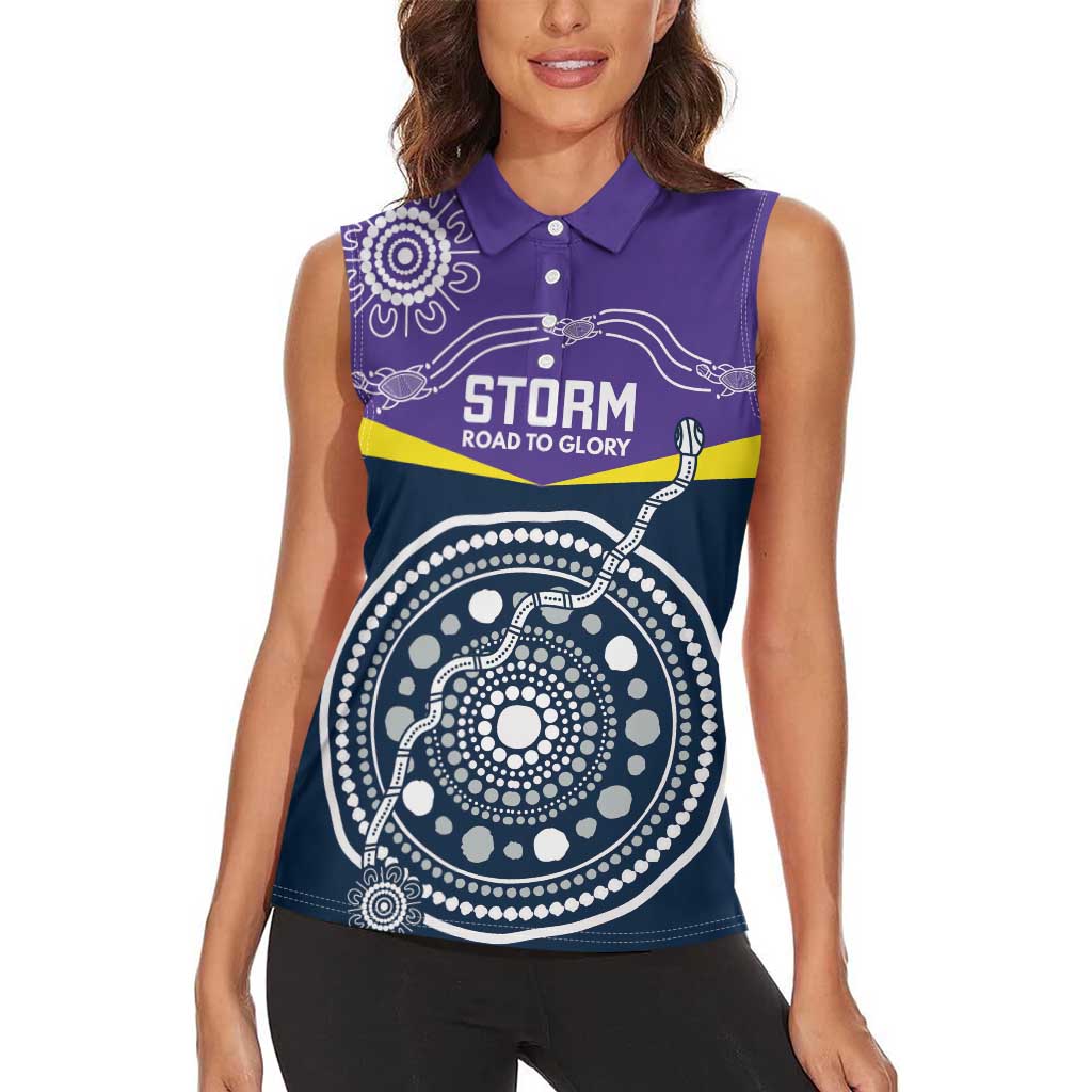 Custom Storm Spirit Women Sleeveless Polo Shirt Road to Glory Indigenous Aboriginal - Aussie Hoodie