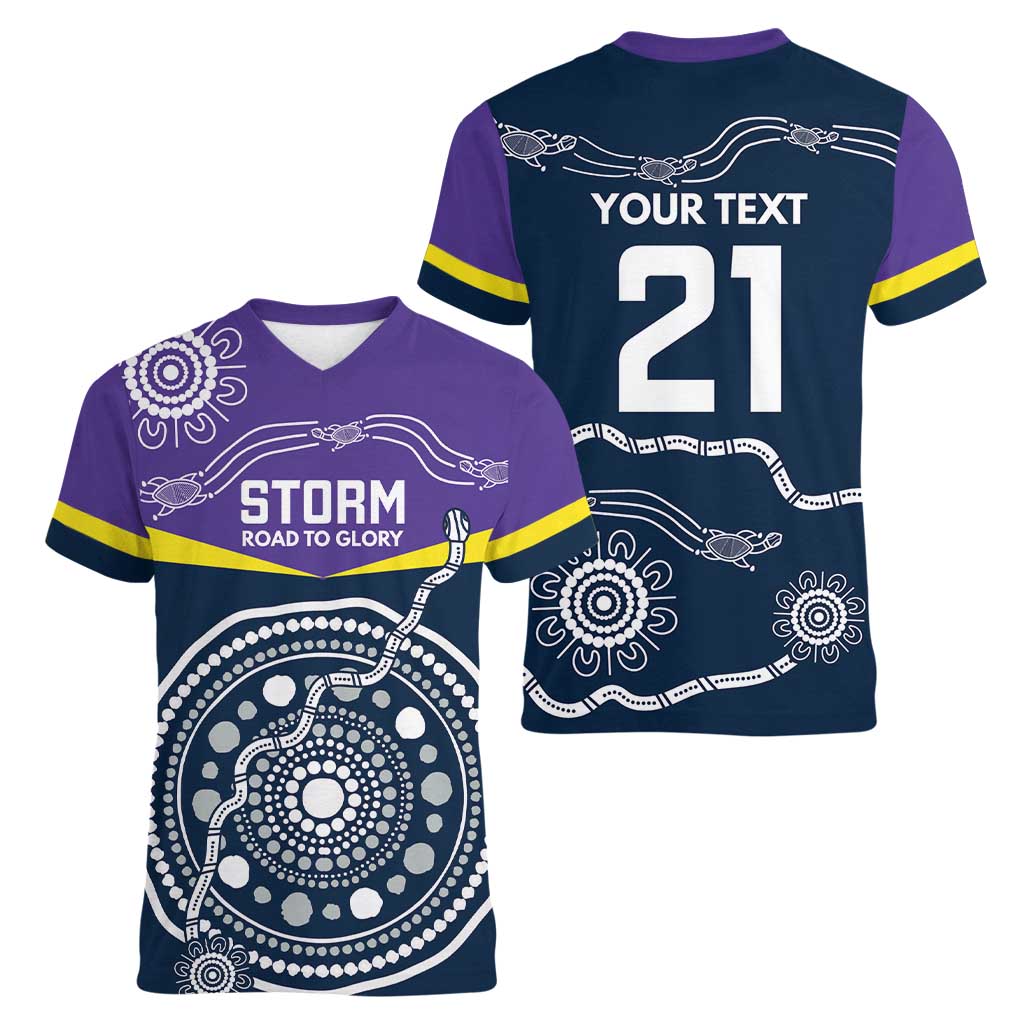 Custom Storm Spirit Women V-Neck T-Shirt Road to Glory Indigenous Aboriginal - Aussie Hoodie