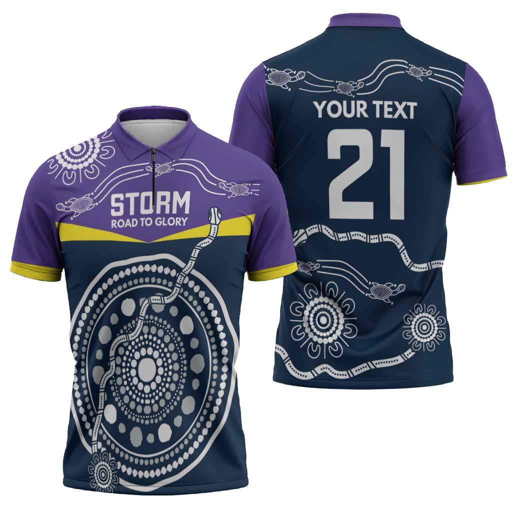 Custom Storm Spirit Zipper Polo Shirt Road to Glory Indigenous Aboriginal - Aussie Hoodie