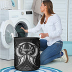 Maori Rugby Custom Ngaru Mangopare Laundry Basket Black Whetu Niho Taniwha Motif
