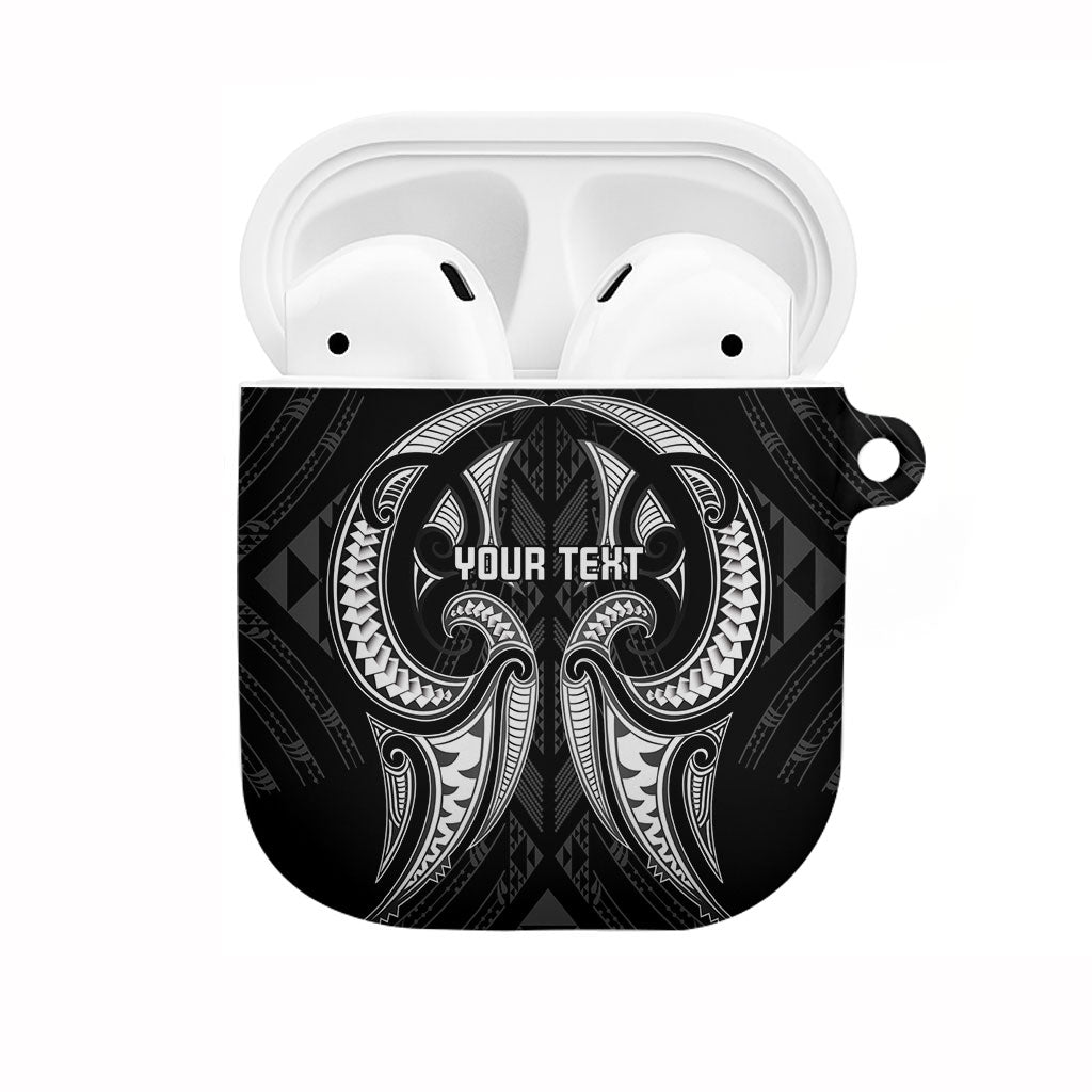 Maori Rugby Custom Ngaru Mangopare AirPods Case Black Whetu Niho Taniwha Motif