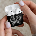 Maori Rugby Custom Ngaru Mangopare AirPods Case Black Whetu Niho Taniwha Motif