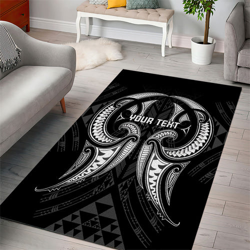 Maori Rugby Custom Ngaru Mangopare Area Rug Black Whetu Niho Taniwha Motif