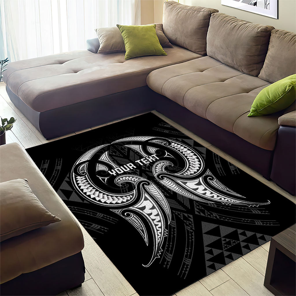 Maori Rugby Custom Ngaru Mangopare Area Rug Black Whetu Niho Taniwha Motif