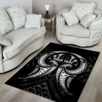 Maori Rugby Custom Ngaru Mangopare Area Rug Black Whetu Niho Taniwha Motif