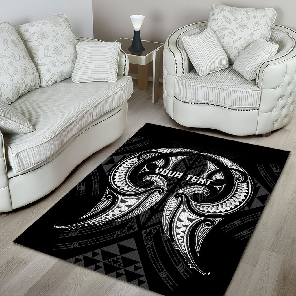 Maori Rugby Custom Ngaru Mangopare Area Rug Black Whetu Niho Taniwha Motif