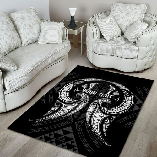 Maori Rugby Custom Ngaru Mangopare Area Rug Black Whetu Niho Taniwha Motif