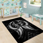 Maori Rugby Custom Ngaru Mangopare Area Rug Black Whetu Niho Taniwha Motif
