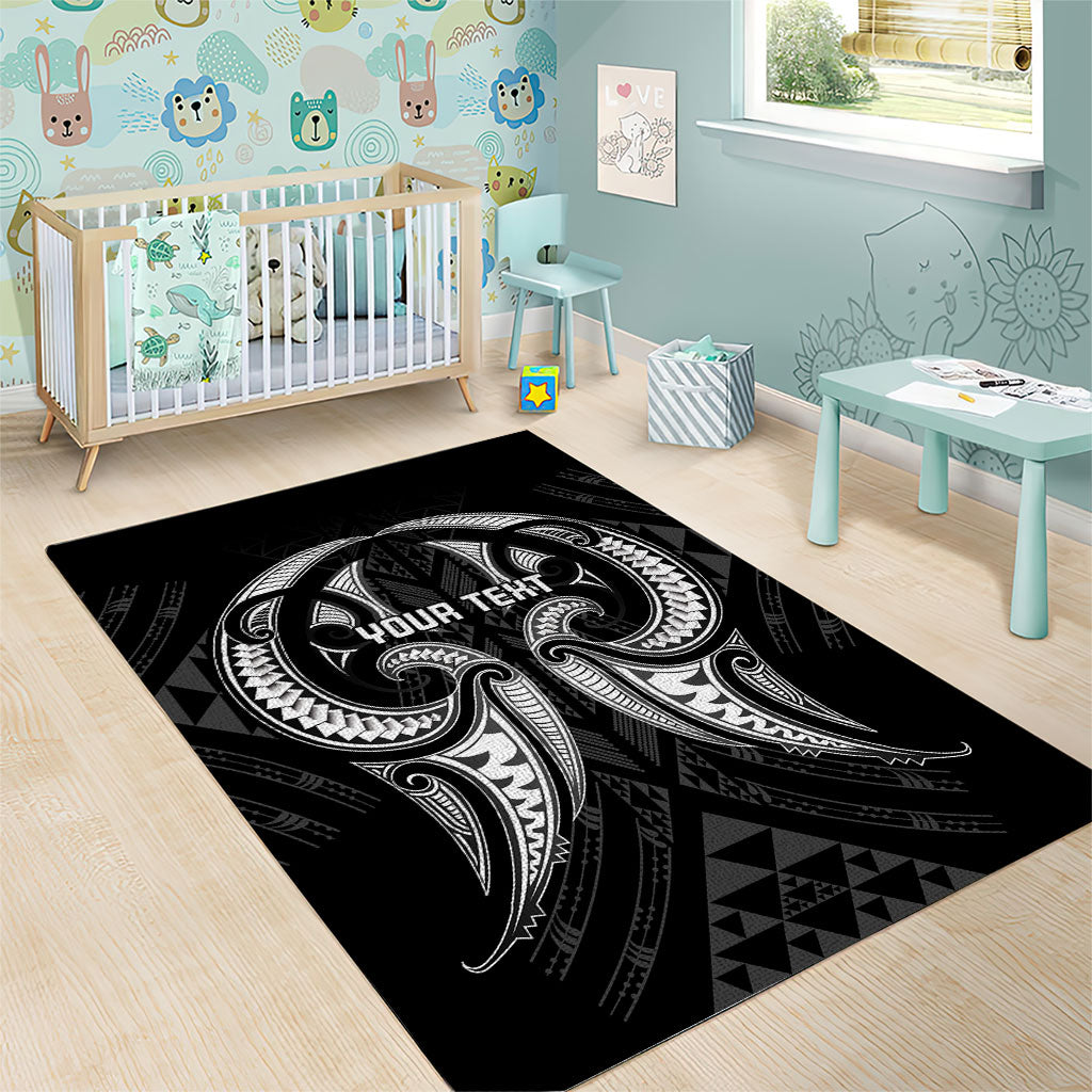 Maori Rugby Custom Ngaru Mangopare Area Rug Black Whetu Niho Taniwha Motif