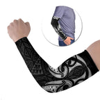 Maori Rugby Custom Ngaru Mangopare Arm Sleeves Black Whetu Niho Taniwha Motif