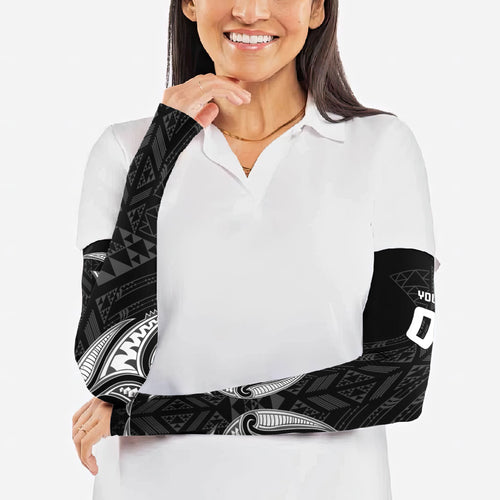 Maori Rugby Custom Ngaru Mangopare Arm Sleeves Black Whetu Niho Taniwha Motif