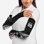 Maori Rugby Custom Ngaru Mangopare Arm Sleeves Black Whetu Niho Taniwha Motif