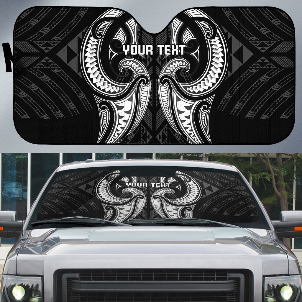 Maori Rugby Custom Ngaru Mangopare Auto Sun Shade Black Whetu Niho Taniwha Motif