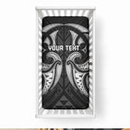 Maori Rugby Custom Ngaru Mangopare Baby Bed Cover Black Whetu Niho Taniwha Motif