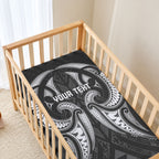 Maori Rugby Custom Ngaru Mangopare Baby Bed Cover Black Whetu Niho Taniwha Motif