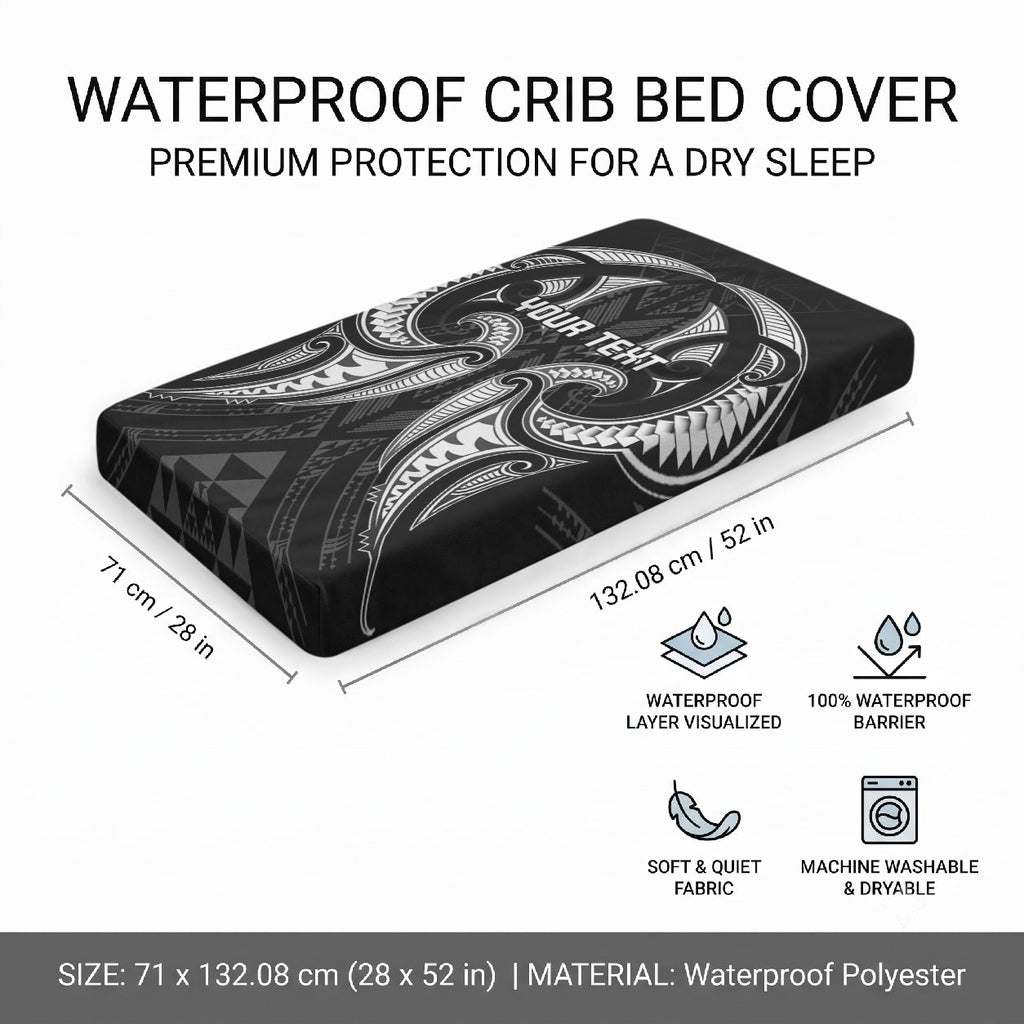 Maori Rugby Custom Ngaru Mangopare Baby Bed Cover Black Whetu Niho Taniwha Motif