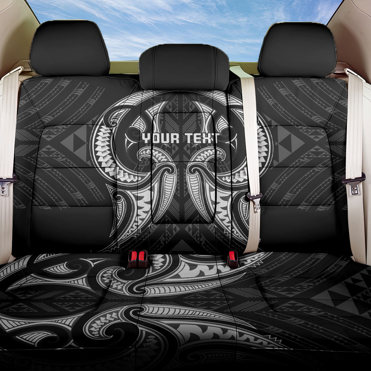 Maori Rugby Custom Ngaru Mangopare Back Car Seat Cover Black Whetu Niho Taniwha Motif