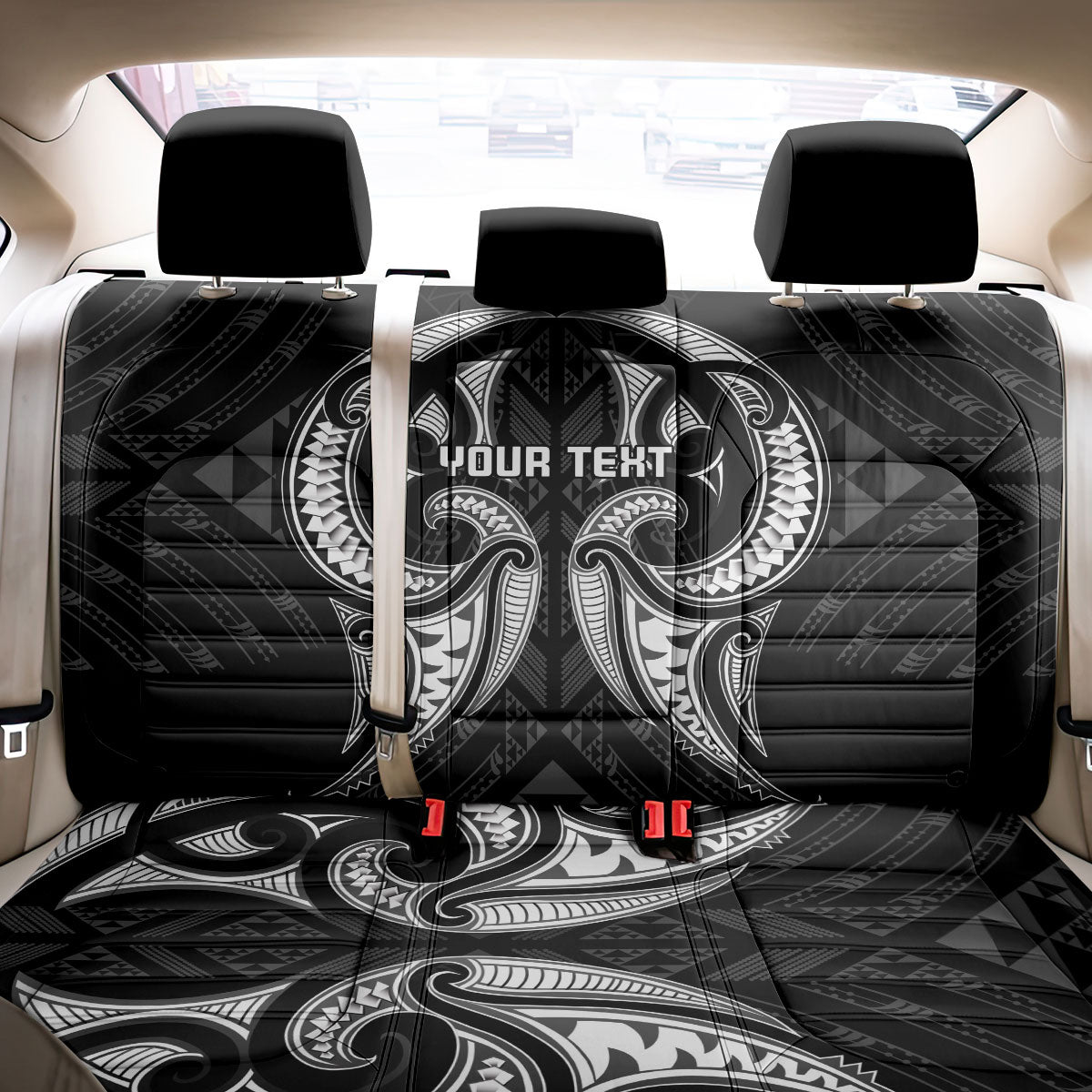 Maori Rugby Custom Ngaru Mangopare Back Car Seat Cover Black Whetu Niho Taniwha Motif