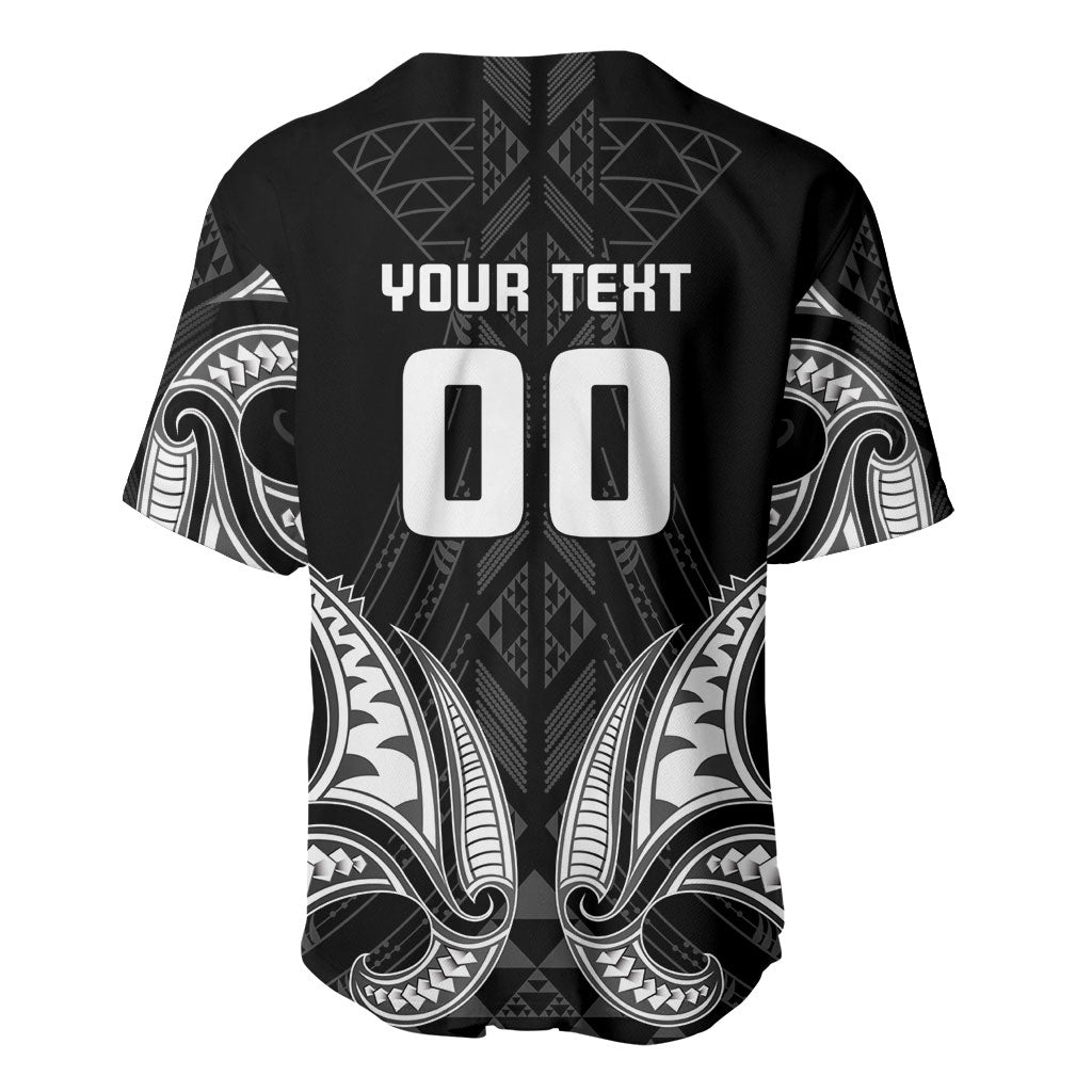 Maori Rugby Custom Ngaru Mangopare Baseball Jersey Black Whetu Niho Taniwha Motif