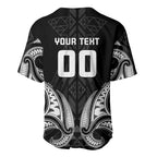 Maori Rugby Custom Ngaru Mangopare Baseball Jersey Black Whetu Niho Taniwha Motif