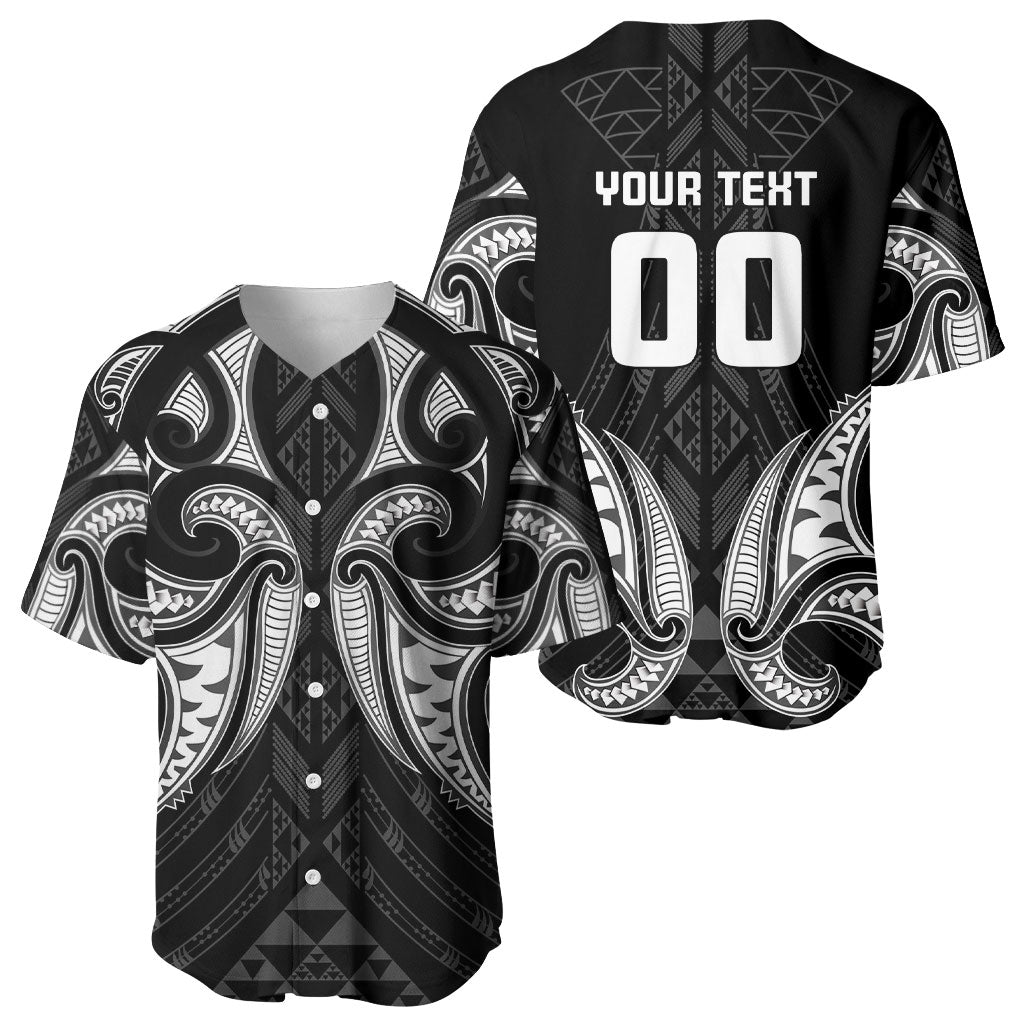 Maori Rugby Custom Ngaru Mangopare Baseball Jersey Black Whetu Niho Taniwha Motif