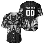 Maori Rugby Custom Ngaru Mangopare Baseball Jersey Black Whetu Niho Taniwha Motif