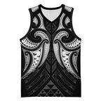 Maori Rugby Custom Ngaru Mangopare Basketball Jersey Black Whetu Niho Taniwha Motif
