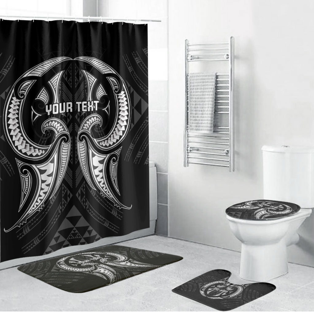 Maori Rugby Custom Ngaru Mangopare Bathroom Set Black Whetu Niho Taniwha Motif